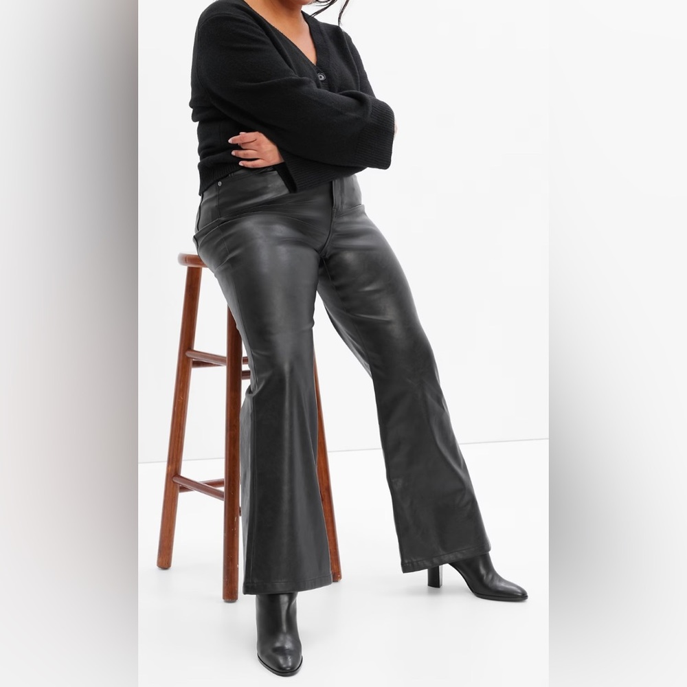 Vegan Leather 70's Flare High Rise Pants